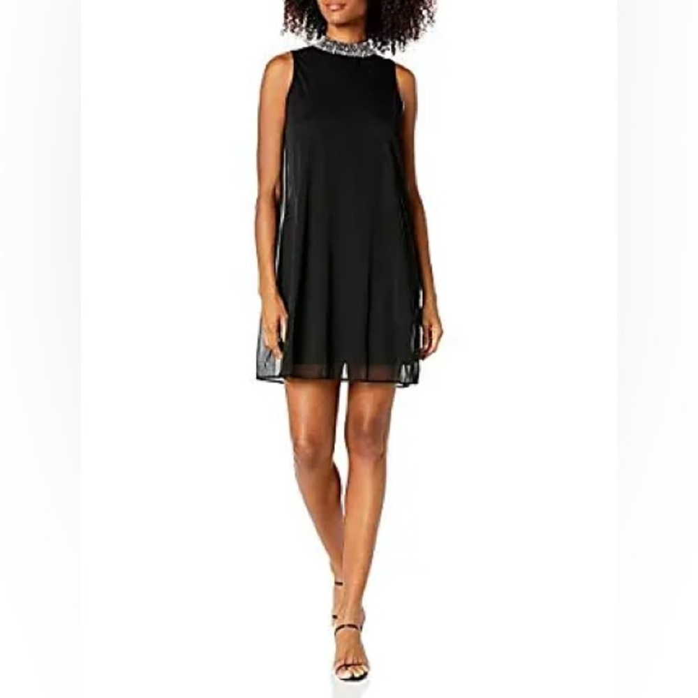 Tiana B Beaded Mock Neck Sleeveless Dress. Size 16